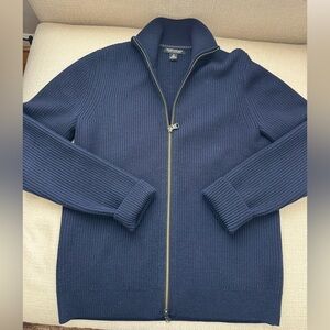 Banana Republic Men's wool Navy Full-Zip Ribbed Knit Jacket